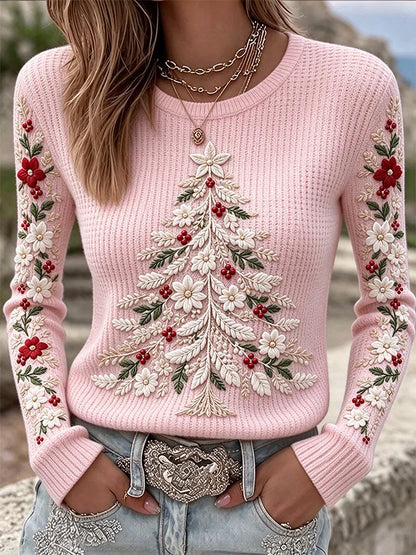 Women'S Christmas Tree Printed Casual Top