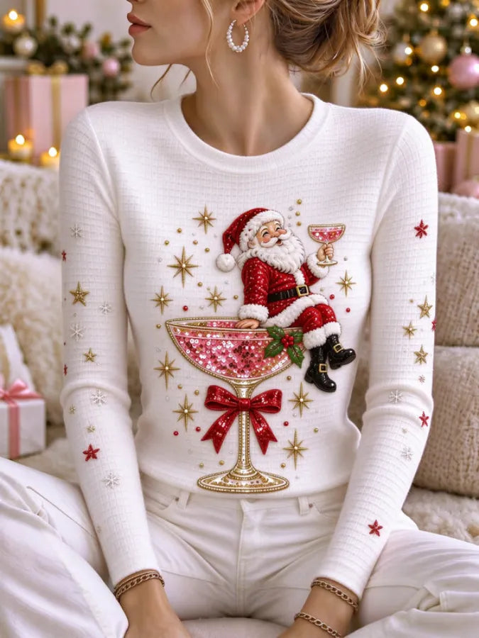 Women'S Christmas-Print Casual Top