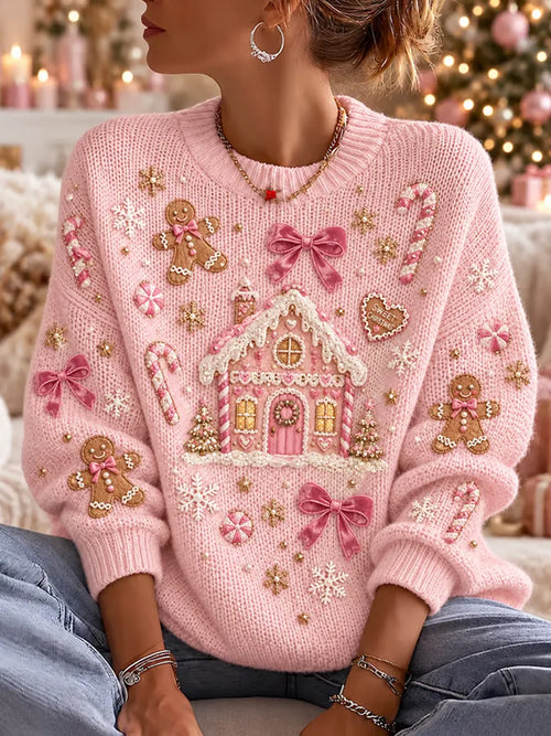 Women'S Christmas Print Crew Neck Long-Sleeve Sweatshirt