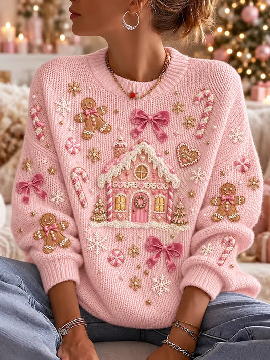 Women'S Christmas Print Crew Neck Long-Sleeve Sweatshirt
