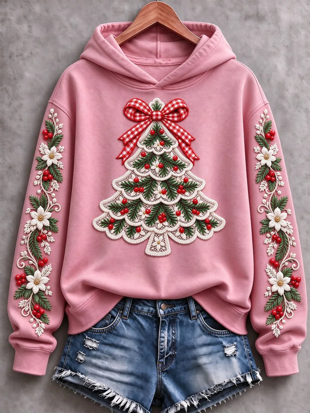 Women'S Christmas Tree Printed Casual Hoodie