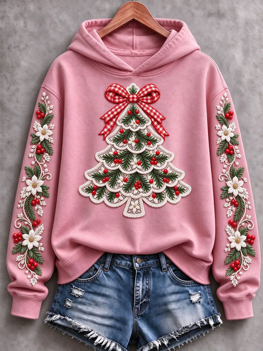 Women'S Christmas Tree Printed Casual Hoodie