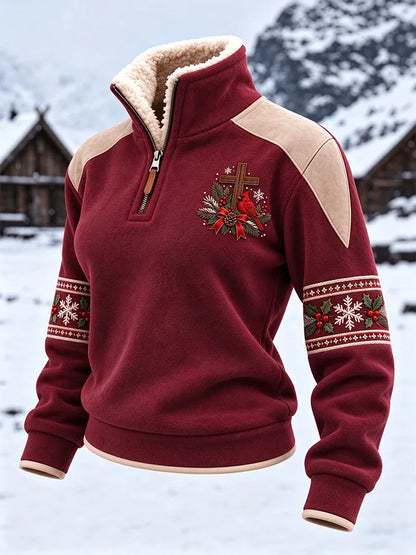 Women'S Christmas Zipper Sweatshirt