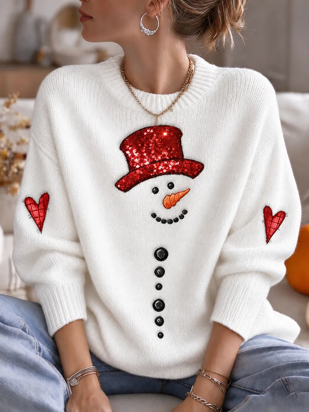 Women'S Christmas Snowman Casual Hoodie