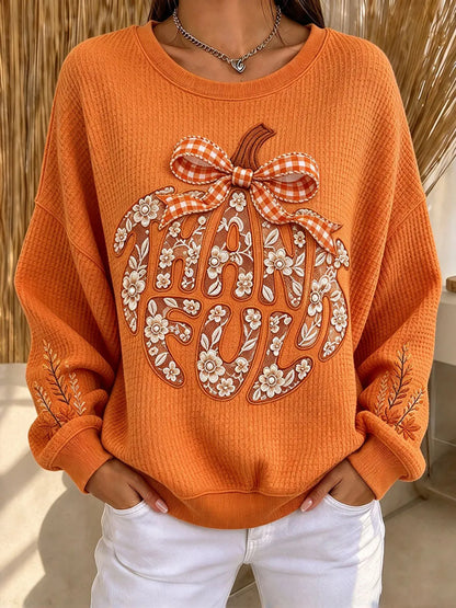 Ladies' Autumn Thanksgiving Pattern Casual Hoodie