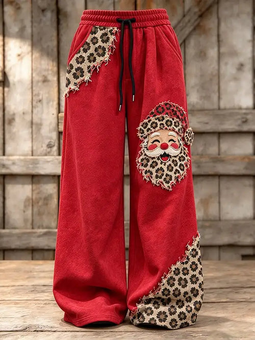 Women's Retro Santa Claus Print Casual Pants