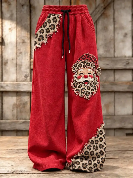 Women's Retro Santa Claus Print Casual Pants