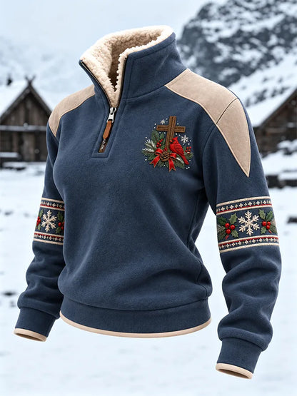 Women'S Christmas Zipper Sweatshirt