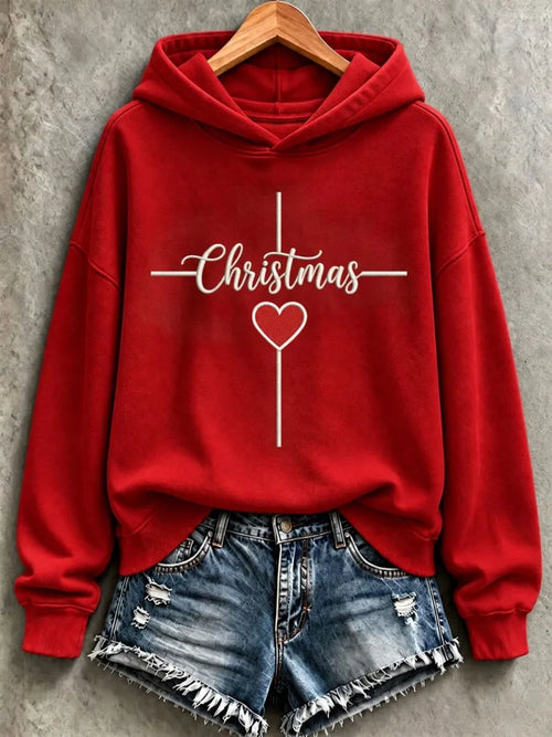 Women'S Christmas Faith Print Casual Hooded Sweatshirt
