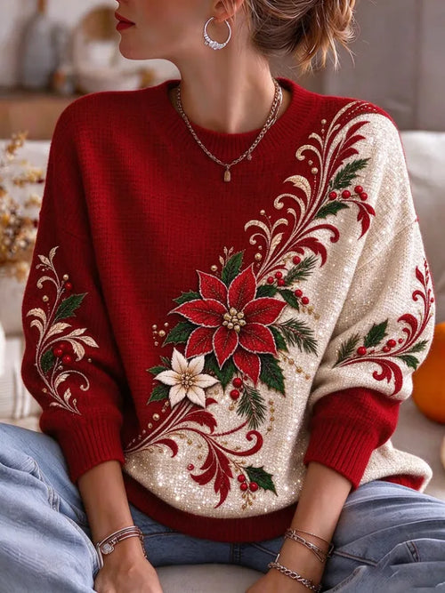 Women'S Christmas Art Printed Regular Sweatshirt