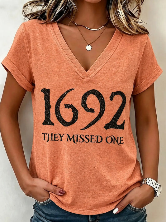 1692 They Missed One Halloween Print Casual T-shirt