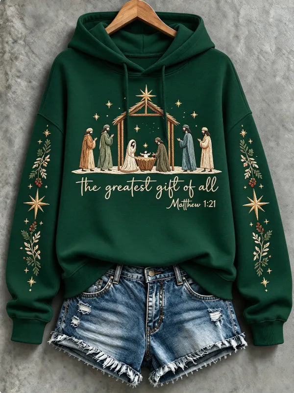Women's Faith Print Casual Hoodie