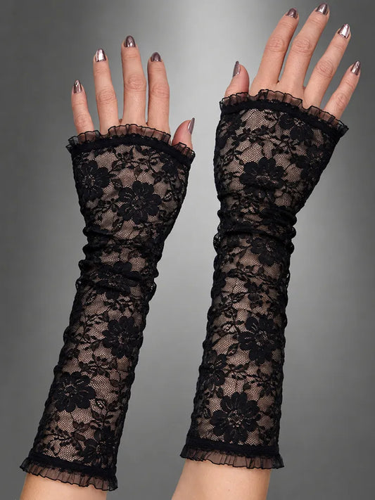 Women's Halloween Witch Cos Half Finger Lace Gloves