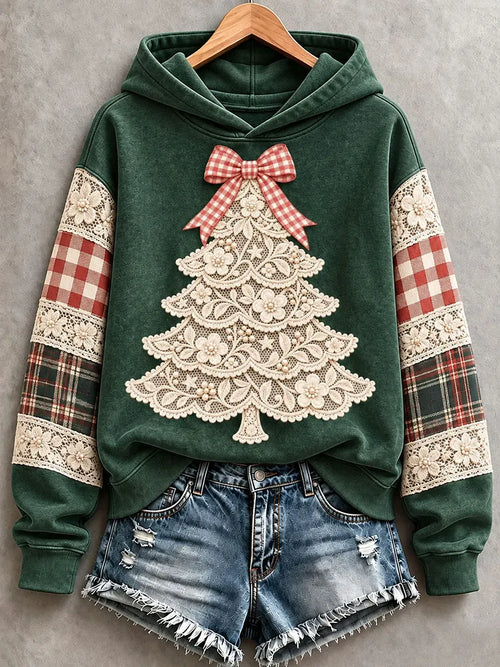 Women'S Christmas Tree Patchwork Art Hoodie
