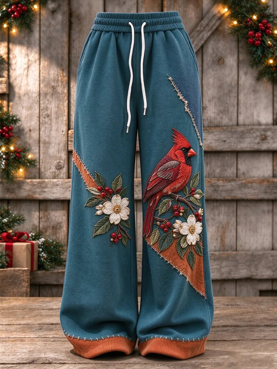 Women'S Christmas Cardinal Art Printed Casual Pants