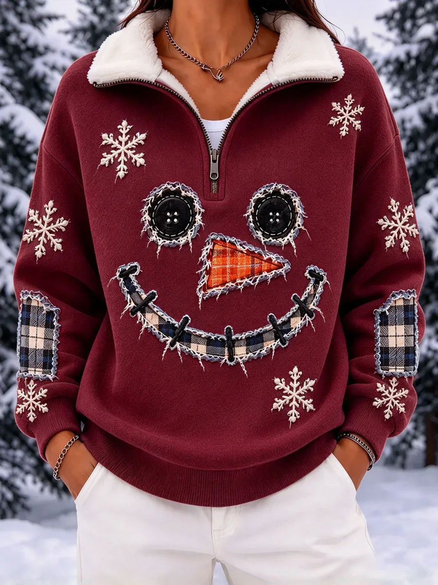 Ladies' Christmas Snowman Animal Pattern Casual Top