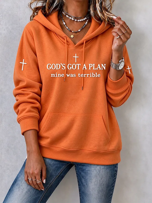 Women'S Faith Cross Print Hoodie