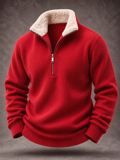 Men'S Casual Woven Zipper Wool Collar Sportswear