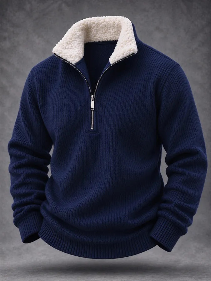Men'S Casual Woven Zipper Wool Collar Sportswear