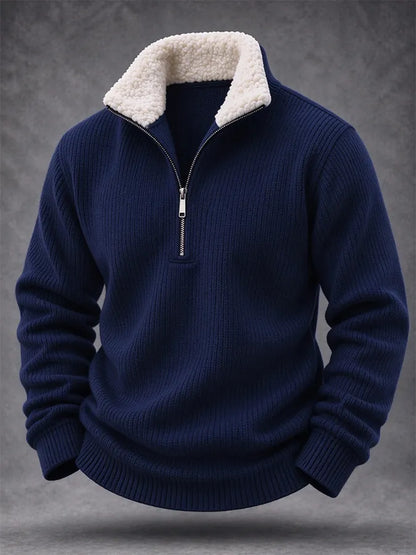 Men'S Casual Woven Zipper Wool Collar Sportswear