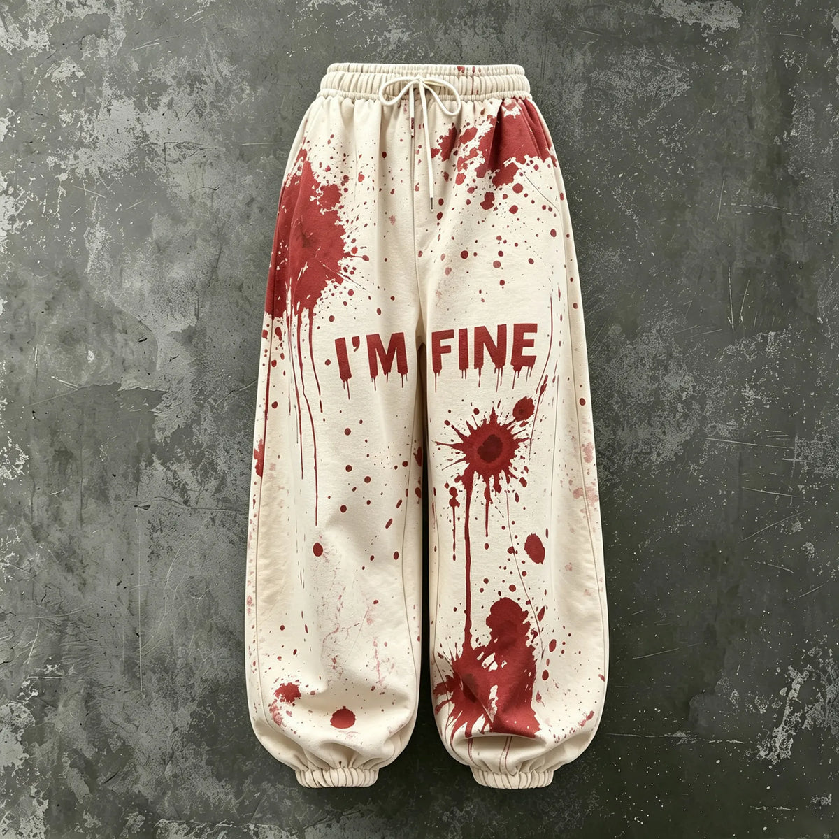 Women's Halloween Bloodstain I'm Fine Print Loose Pants