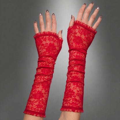 Women's Halloween Witch Cos Half Finger Lace Gloves