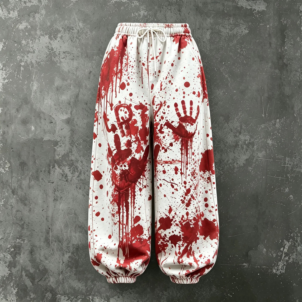 Women's Halloween Bloodstain Help Print Loose Pants