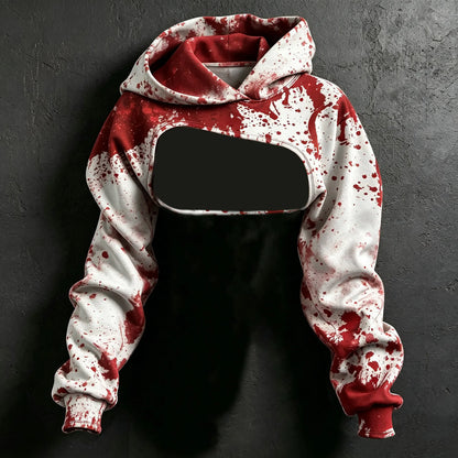 Women's Retro Halloween Bloodstain Hlep Print Hoodie Two-piece Set