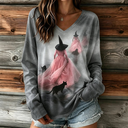 Women's Retro Halloween Printed Casual T-shirt