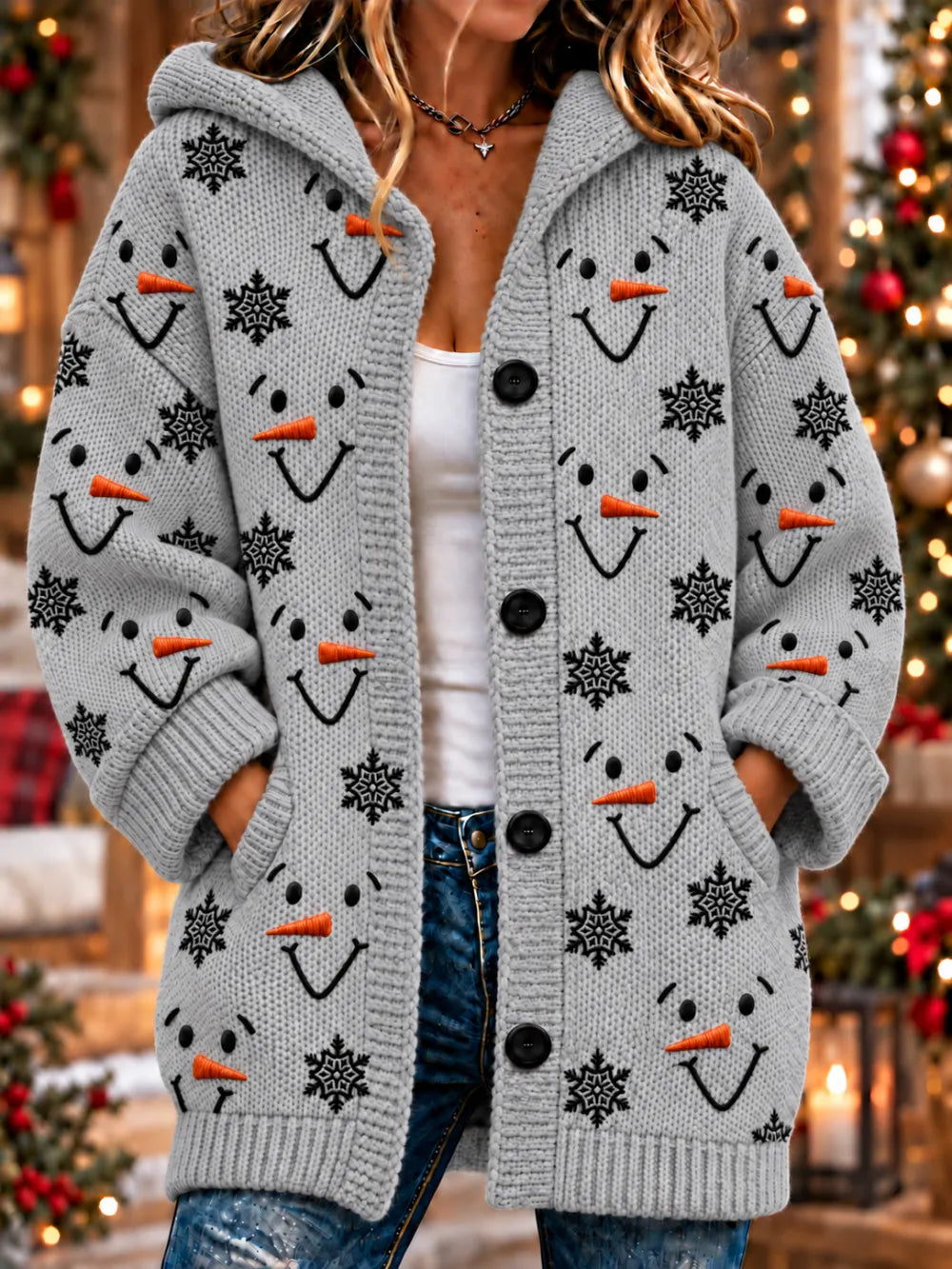 Women'S Christmas Print Casual Cardigan