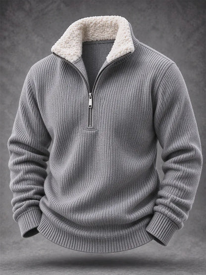 Men'S Casual Woven Zipper Wool Collar Sportswear