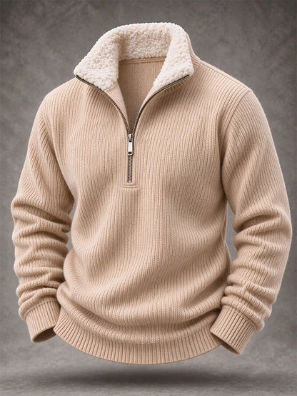 Men'S Casual Woven Zipper Wool Collar Sportswear