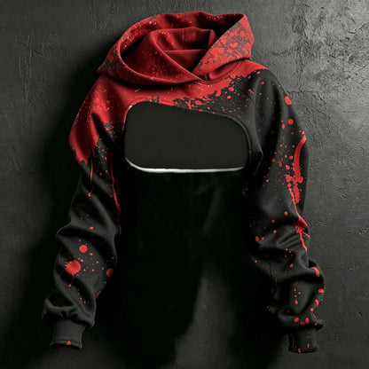 Women's Retro Halloween Bloodstain I'm Fine Print Hoodie Two-piece Set