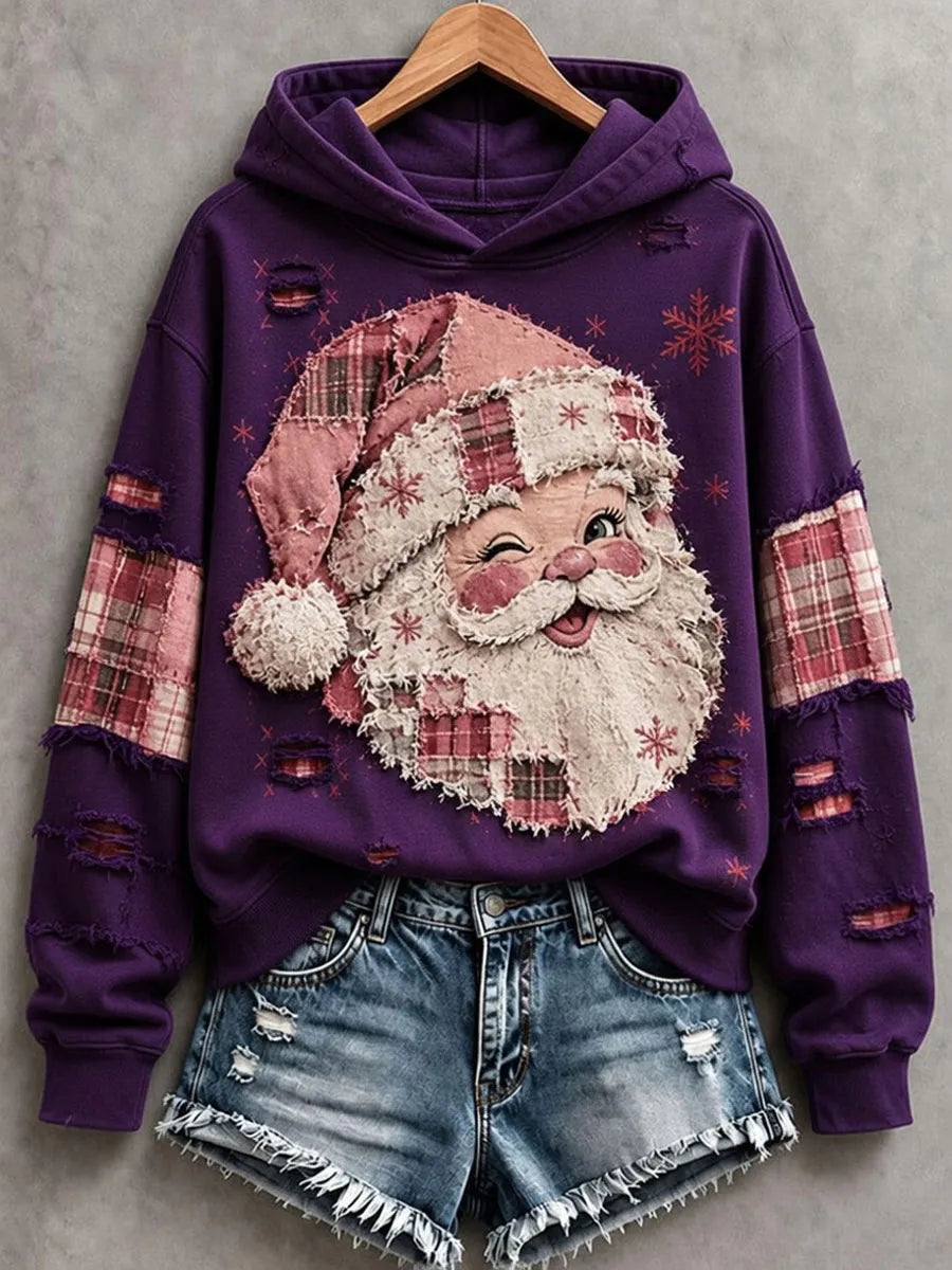 ✨Early Bird Christmas | Buy 3, Get 20% Off the Lowest-Priced Item✨Women's Vintage Pink Santa Hoodie
