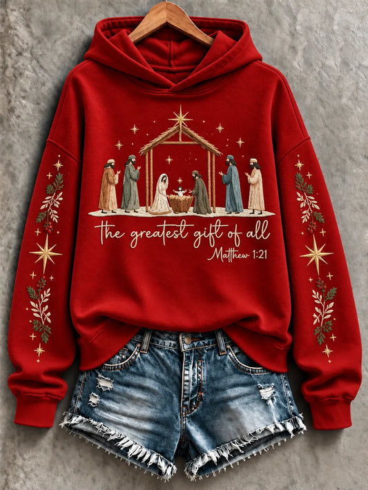 Women's Faith Print Casual Hoodie