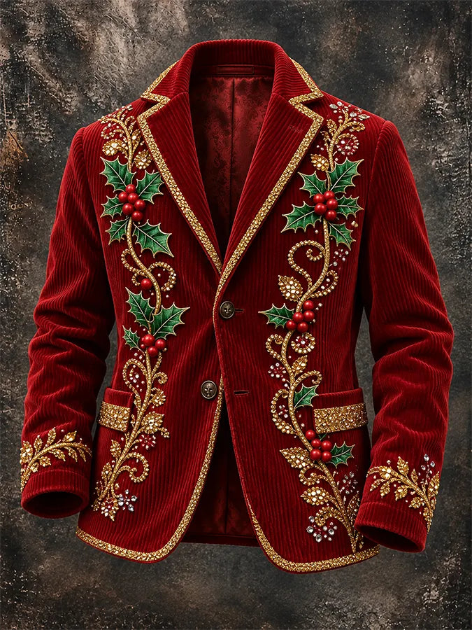 Men'S Casual Christmas Corduroy Suit Jacket