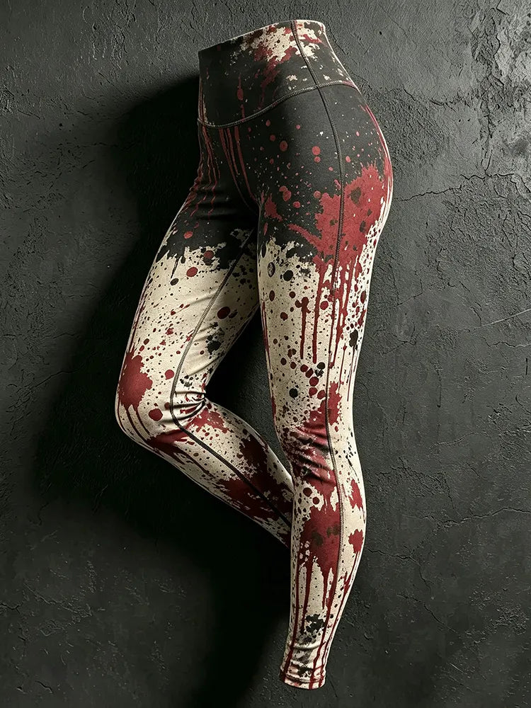 Women's Halloween Tie-dye Bloodstain Print Leggings