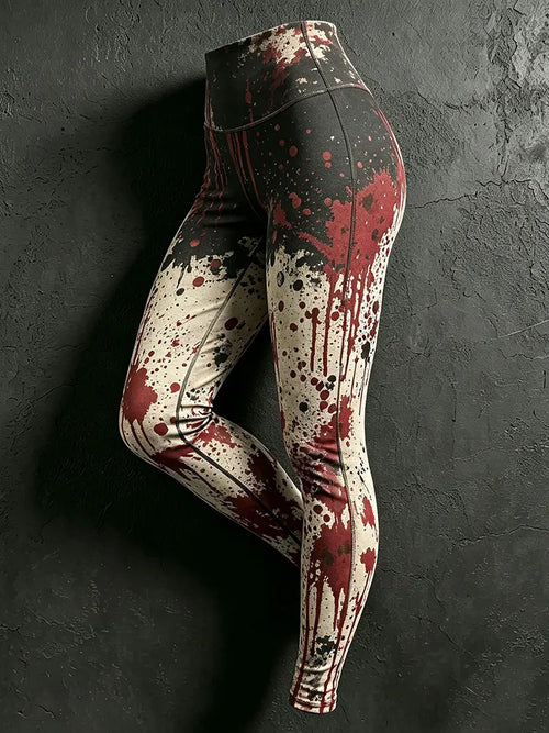 Women's Halloween Tie-dye Bloodstain Print Leggings