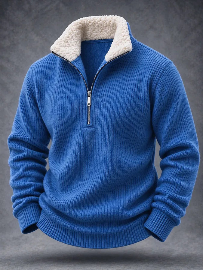 Men'S Casual Woven Zipper Wool Collar Sportswear