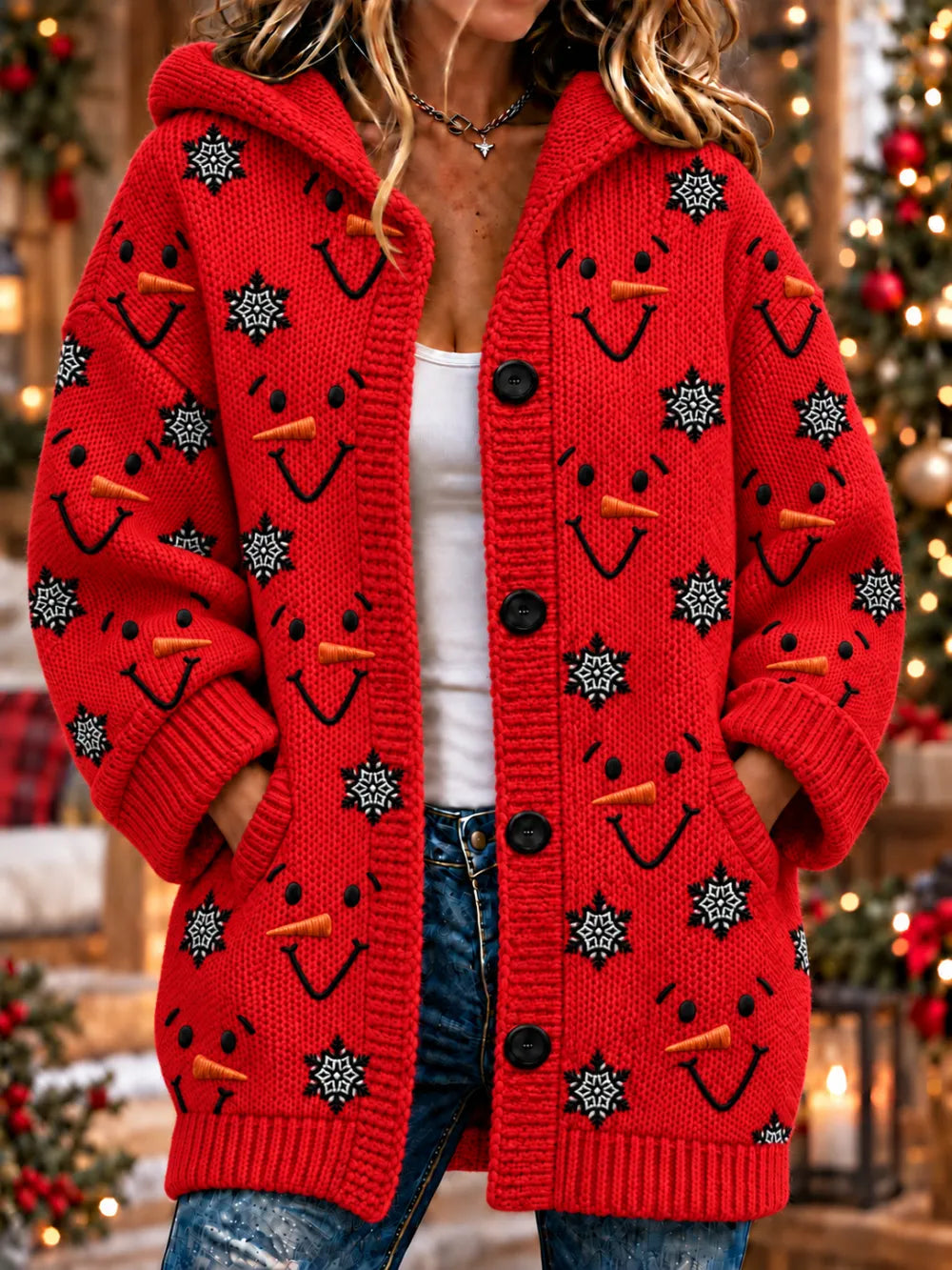 Women'S Christmas Print Casual Cardigan