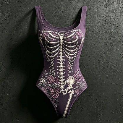 Women's Halloween Rose Skeleton Spider Web Hoodie Two-piece Set