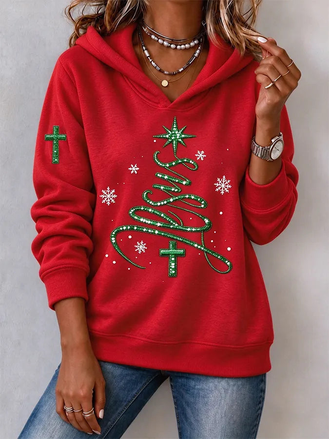 Women'S Christmas Faith Printed Hoodie