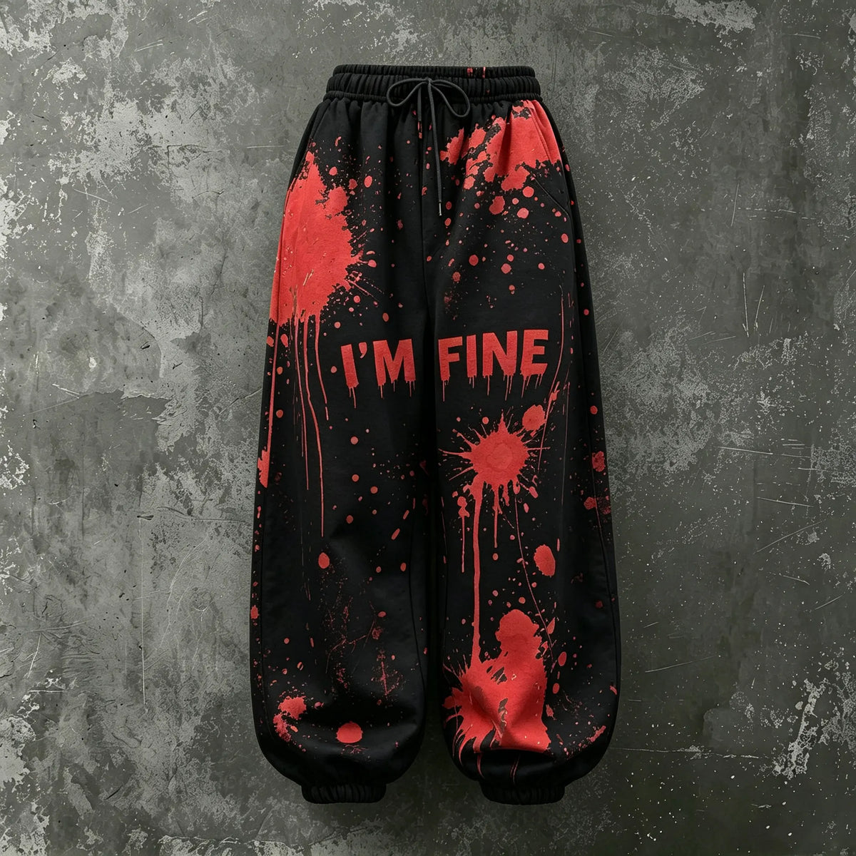 Women's Halloween Bloodstain I'm Fine Print Loose Pants