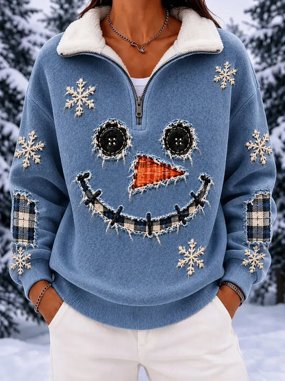 Ladies' Christmas Snowman Animal Pattern Casual Top