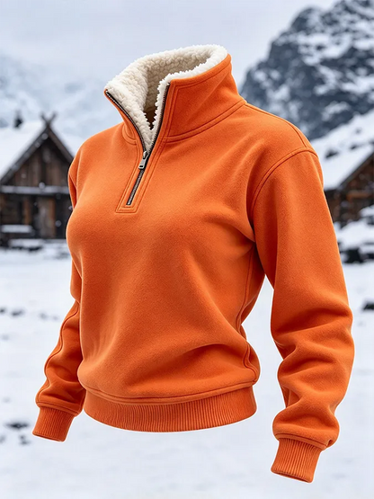 Women'S Solid Color Plush Collar Sports Shirt