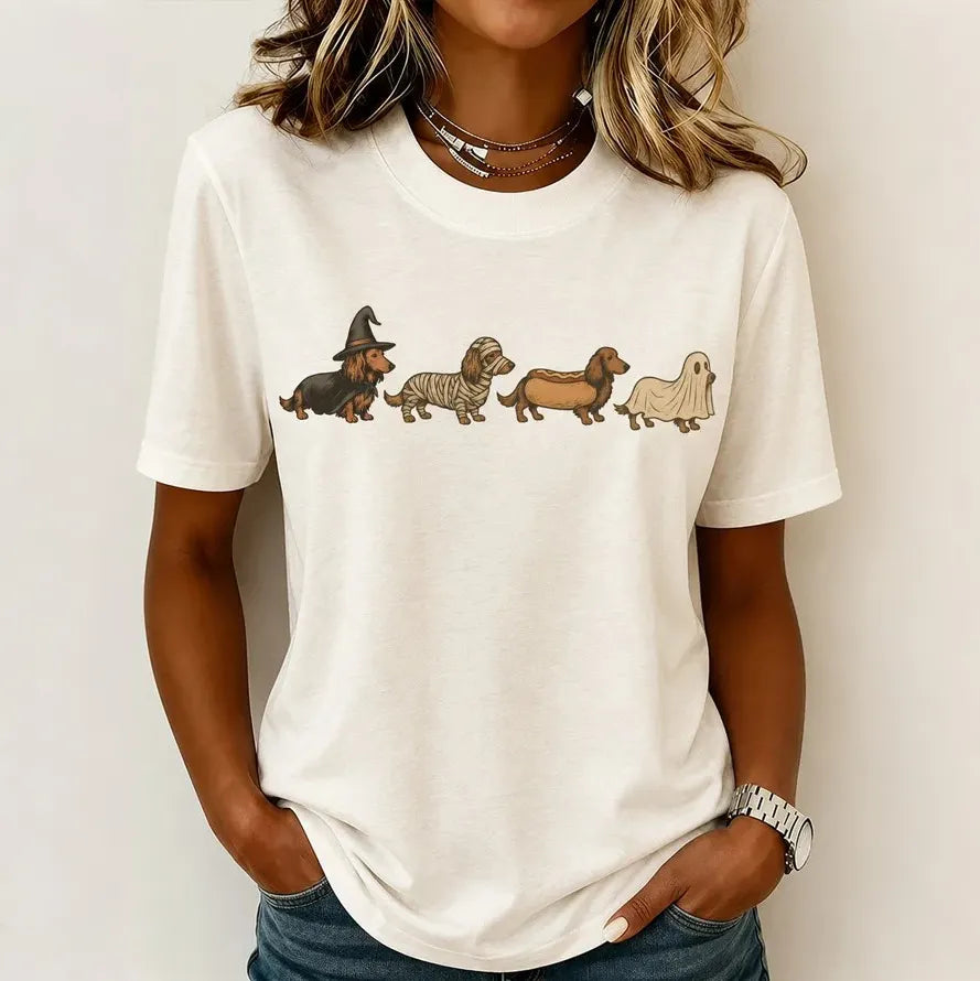 Women's Halloween Dog Print Casual T-shirt