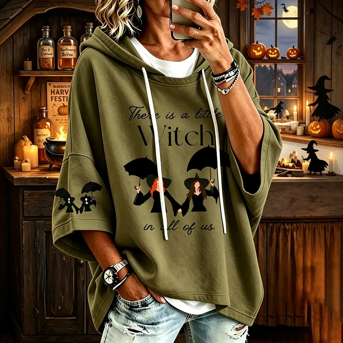 Women's Halloween-themed Printed Hoodie