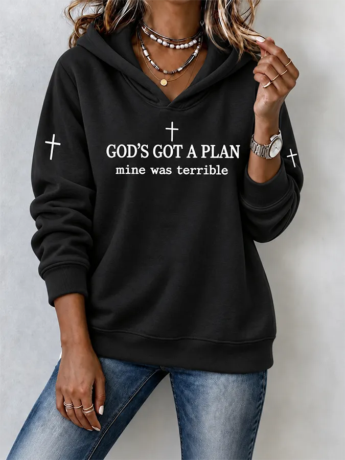 Women'S Faith Cross Print Hoodie