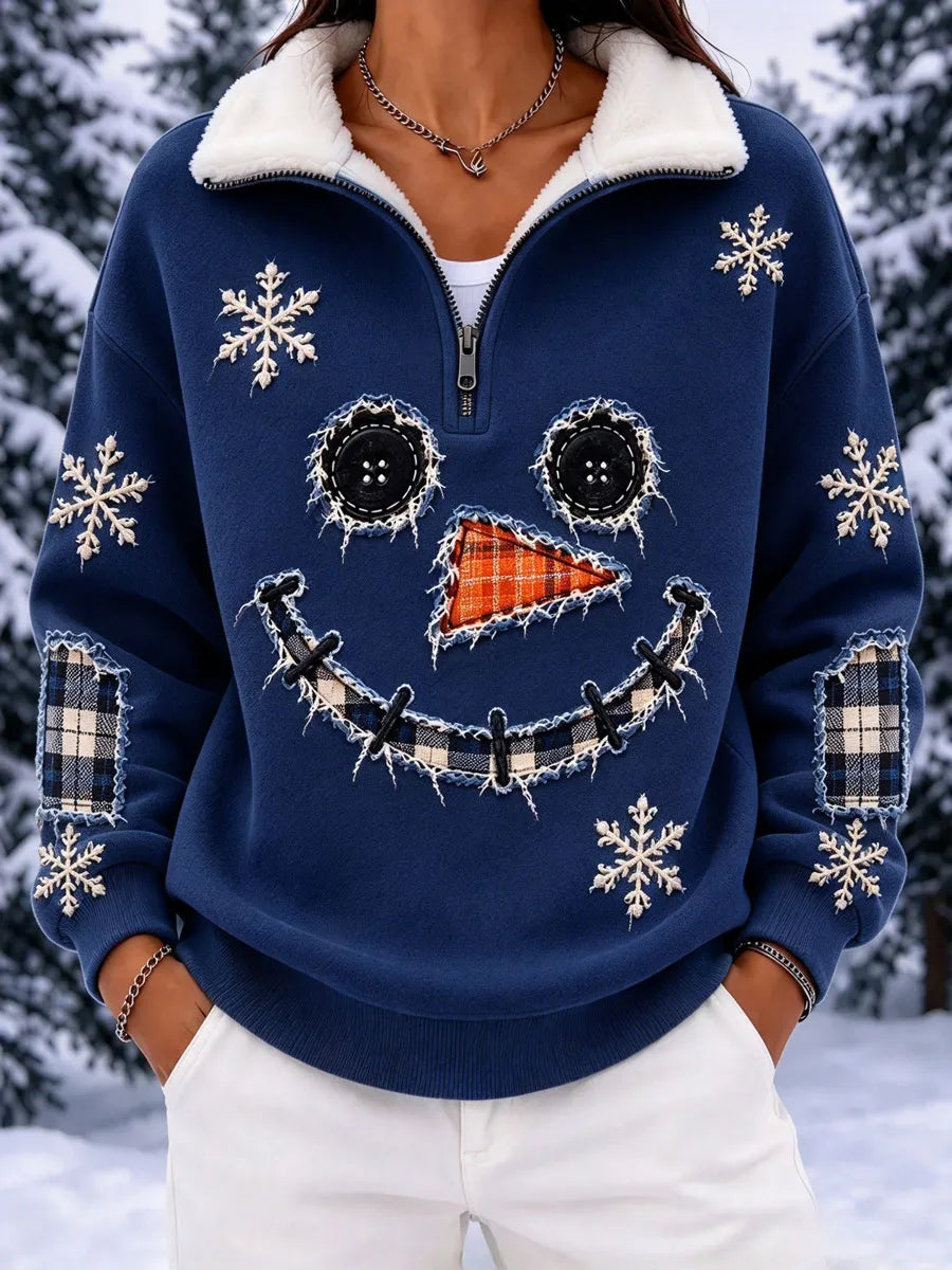 Ladies' Christmas Snowman Animal Pattern Casual Top