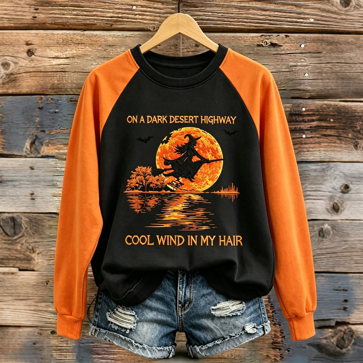 On A Dark Desert Highway Women's Halloween Print Sweatshirt